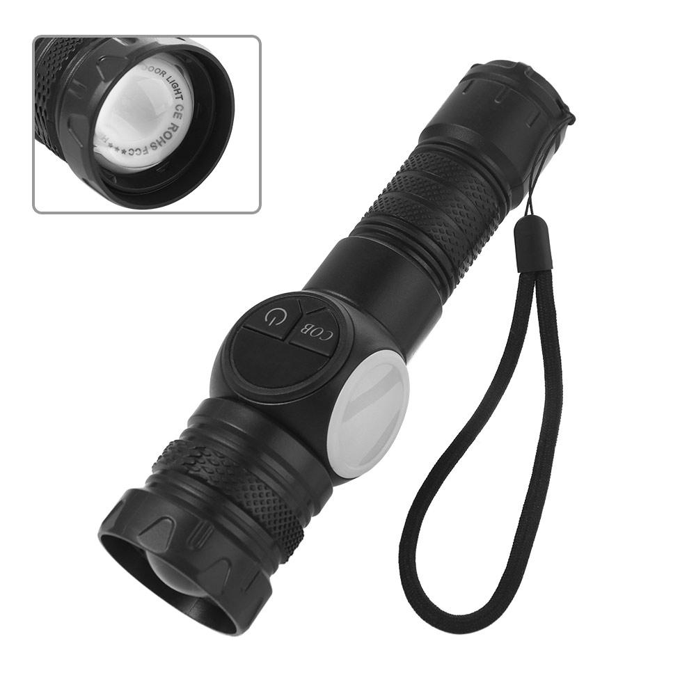 Searchlight LED Flashlight USB Rechargeable Camping Light Portable Display  Torch  Outdoor