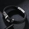 Viking Norse Runes Amulet Double-Layer Stainless Steel Men's Leather Bracelet Norse Mythology Jewelry