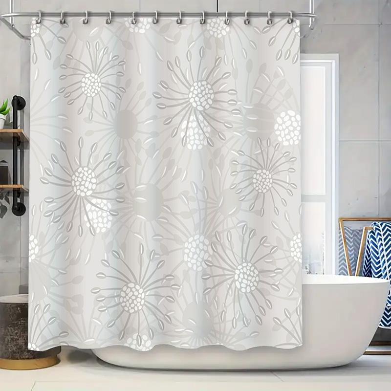 

Stylish White Bath Curtains With Flower Patterns For Bathroom Decoration High-Quality Shower Curtain Set From Home Garden W60H190(CM)-1 Pcs