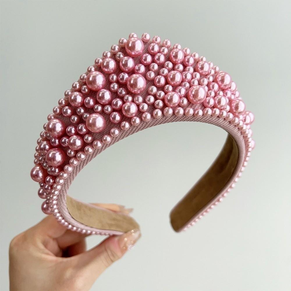 Baroque Fabric Hair Bands Elastic Hair Hoop New Pearl Headband Headwear