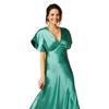 Biba Damen Satin Figurbetontes Maxikleid mit Engelsärmeln