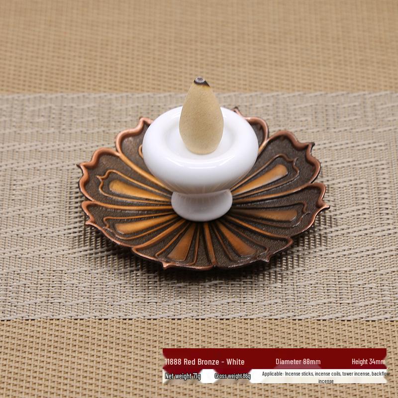 Ceramic Backflow Incense Burner & Holder: Japanese Ornament for Buddha Incense Sticks & Lotus Coil.