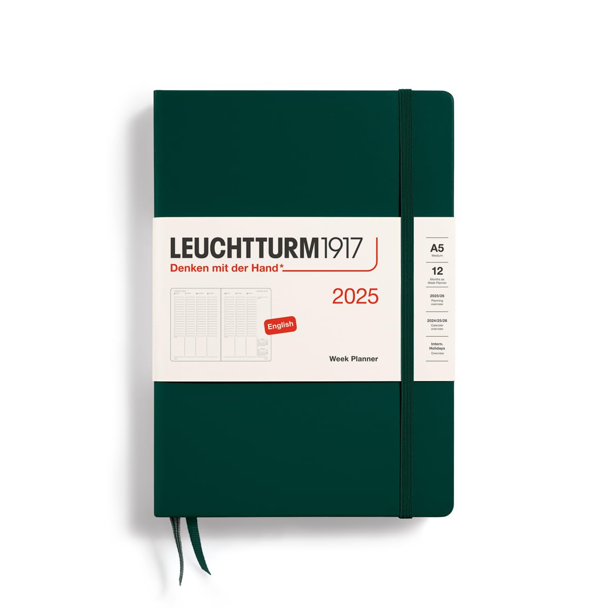 

Leuchtturm 2025 January A5 Weekly Forest Officially Imported Planner, Start, Vertical, Green, 370797,