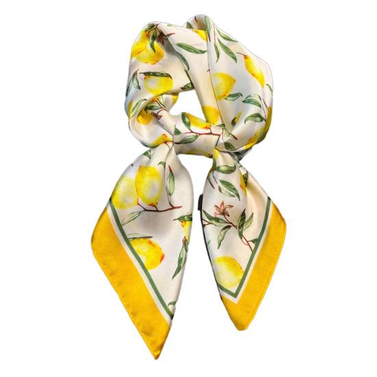 

Silky Scarf Flower Printing Smooth Texture Wrinkle-Resistant Windproof Neck Scarf Commuting Travel Business Layering Neck Accessory жёлтый