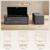 Storage Bench End Of Bed Linen Upholstered Footrest With Wide Seat 122 X 48 X 44 Cm Dark Gray