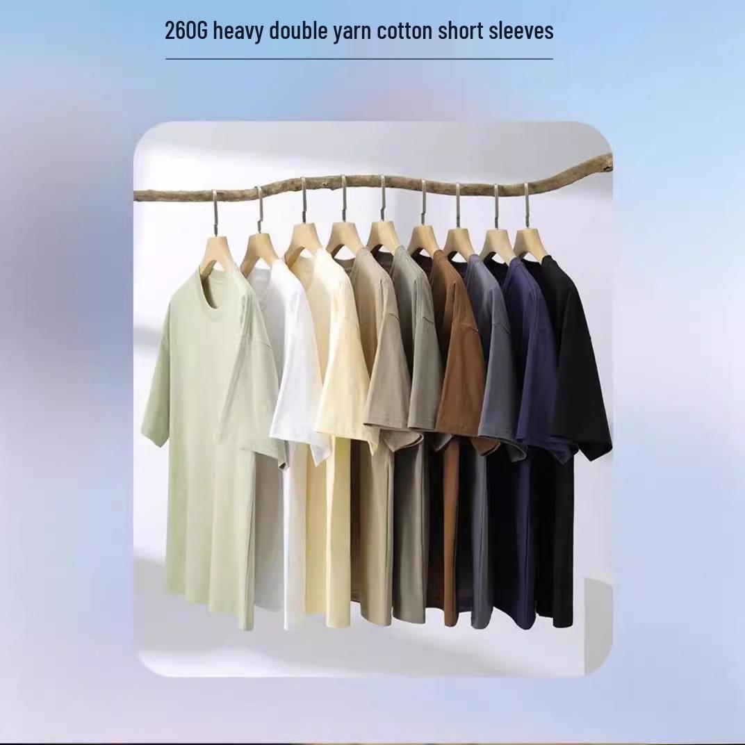 

Pure Cotton Heavyweight Oversized Crew Neck T-Shirt, 260G - Trendy Loose Fit for Uniform or Workwear, Short Sleeve with Drop Shoulder Design. Medium