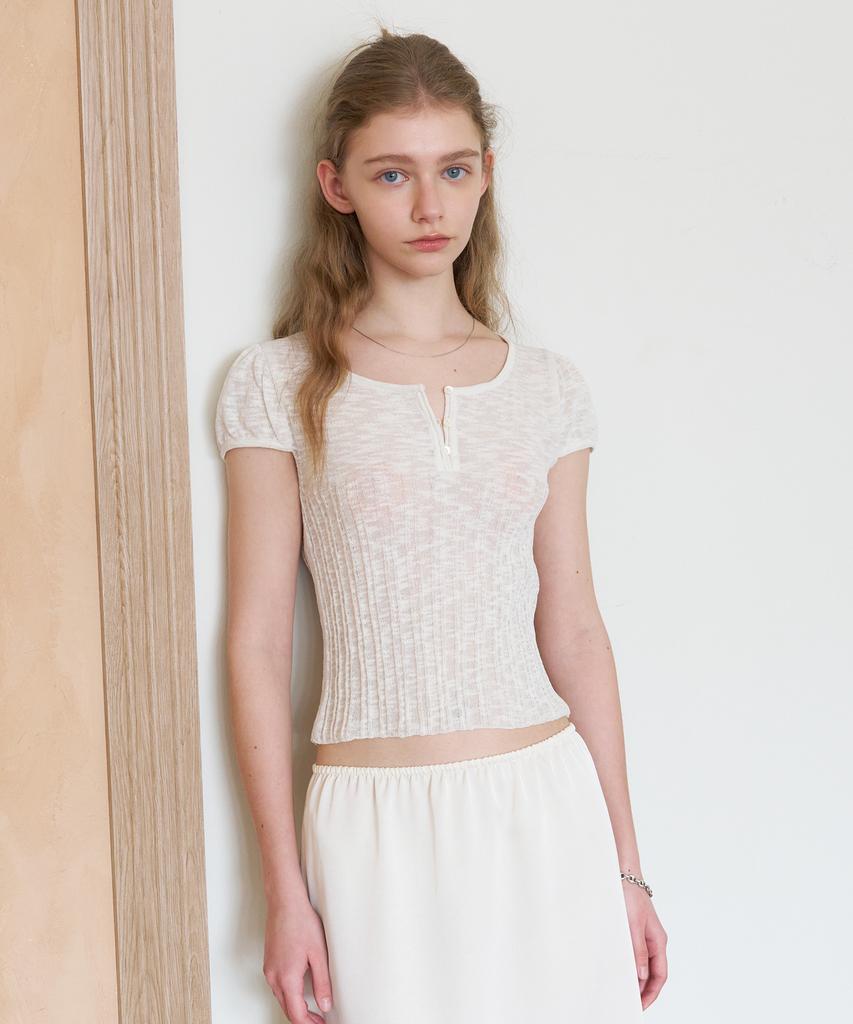 TTUDEMENT Two-Way Short Sleeve Knit Top_Ivory