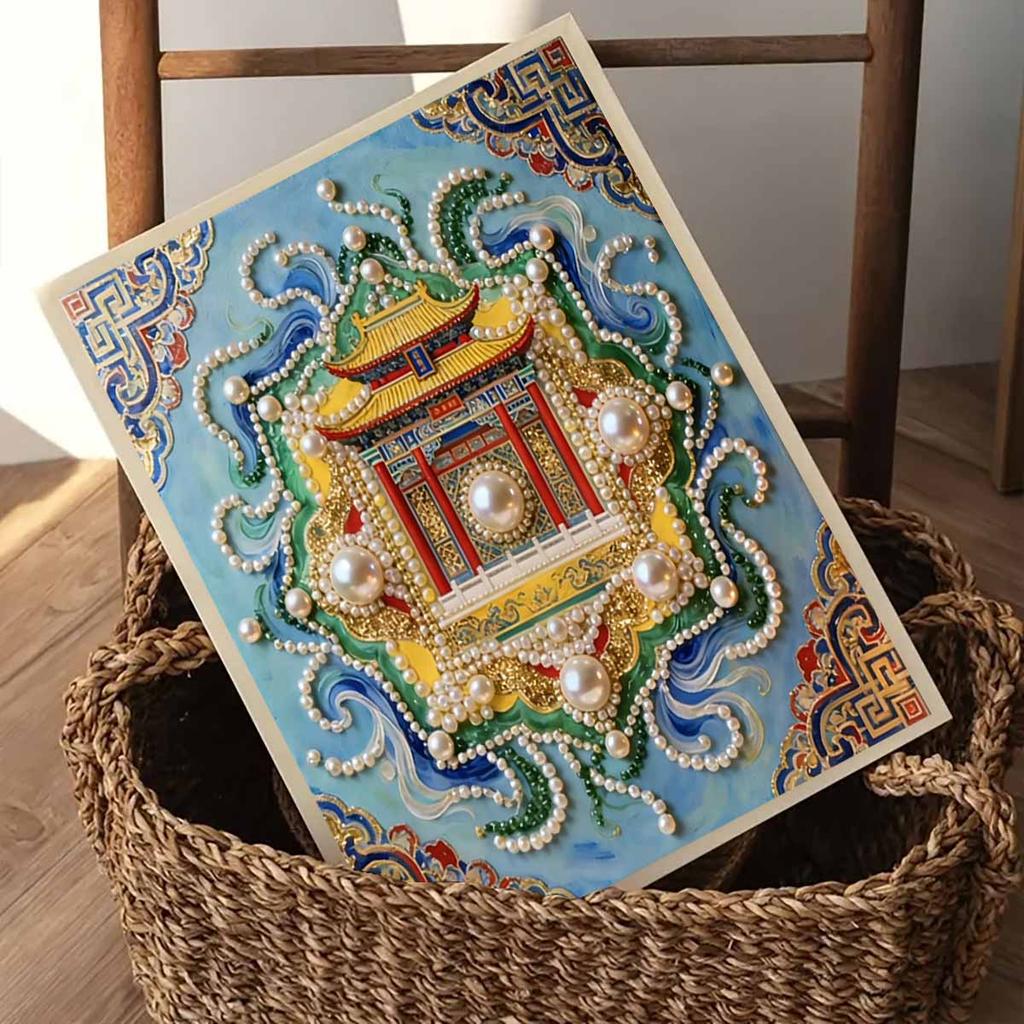 Crystal Pearl Painting 5D DIY Frame Decoration Painting Temple Home Wall Decoration Transparent Pearl Gemstone Painting Picture Art Crafts