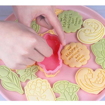 Mother's Day Biscuit Mould 3d Three-dimensional Frosting Sugar Flipping Plastic Cookie Press Baking Mantou Tulip Mould
