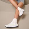 Women's Boots Lightweight Pu Leather Casual Shoes Side Zipper Women's Ankle Boots Lace Up Flat Bottom Boots Classic Women's Boot