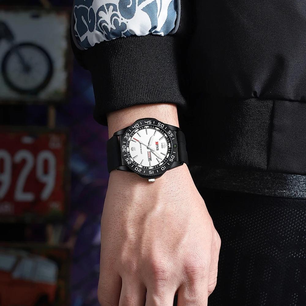 OFNS New Fashion Color Dial Men's Quartz Watch Outdoors Casual Waterproof Clock Silicone Sports Business Dress Men Watch