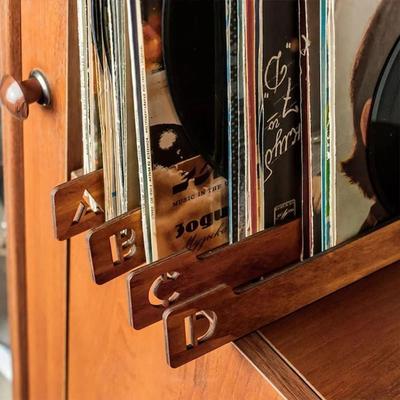 Rolig Boksidemarkör Vinylskivavdelare Memo-pappersklämmor A-Z Alfabetiska Träskivavdelare Boktillbehör