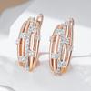 Luxuriöse Glänzende Natürliche Zirkon Tropfenohrringe Für Damen Fassungsdesign Roségold Farbmischung Braut Hochzeitsschmuck