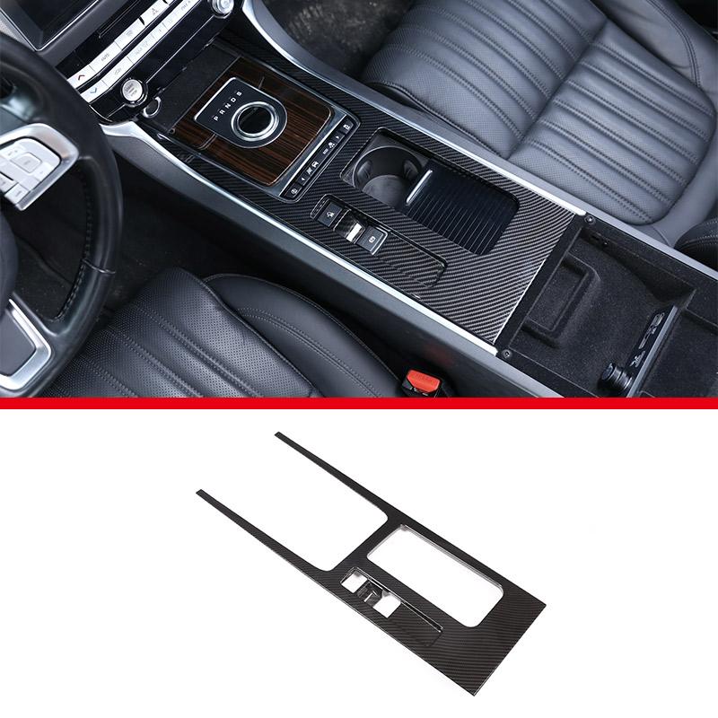 For Jaguar F-PACE XE XEL XF XFL 2016-2020 ABS Carbon Fiber Car Central Gear Shift Water Cup Holder Panel Cover Trim Sticker