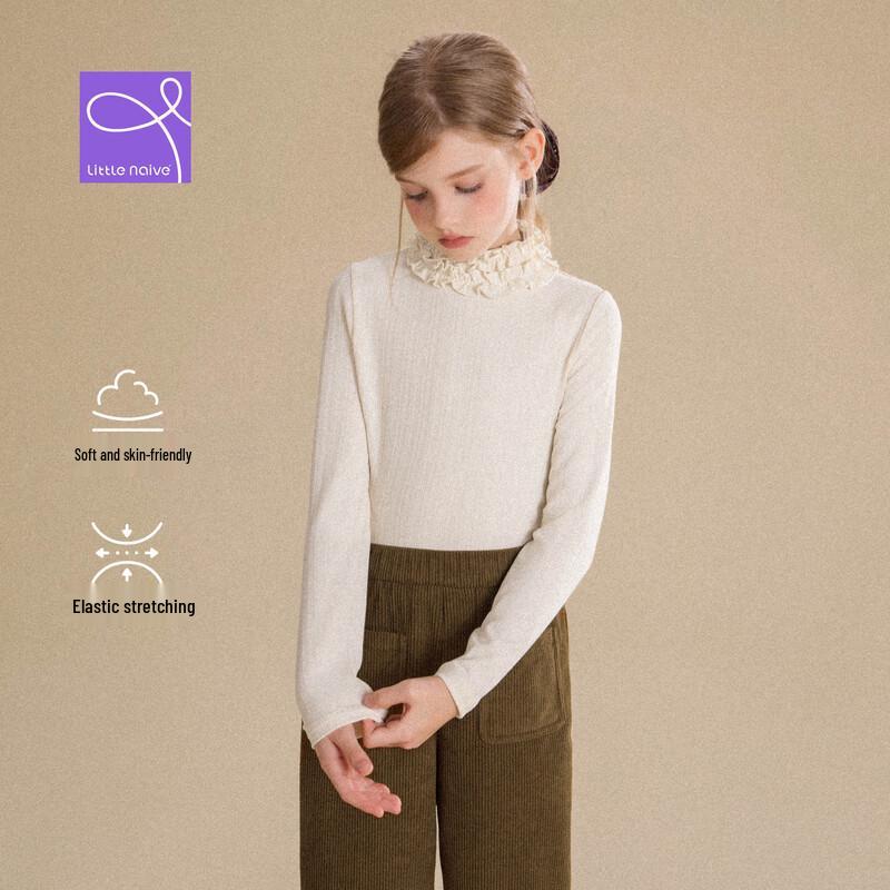 Girls' Ruffle Half-High Collar Long Sleeve T-Shirt