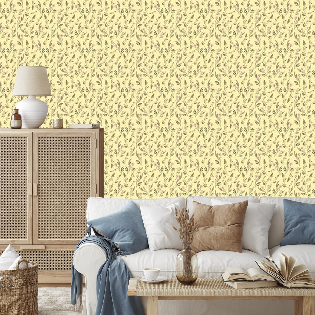 Wild Flowers Wallpaper Cream and Beige for Living Room and Bedroom 50x1000