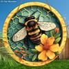 Rustic Wooden Sign with Adorable Bees Pattern - Round Ornament for Front Door, Wall Hanging Decor - Ideal Home Hanging Decor