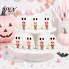 3D Printed Desk Accessories Halloween Mini Ghost Decorative Figurine, White Statue with Portable Figurines Pink Skull Ice Cream, Cute Desktop Ornament