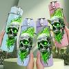 1PC Green Toxic Skull Skeleton Art Print 750ml Color Plastic Sports Water Bottle Leakproof Flip Straw Lid Suitable for Sports Office Home Use