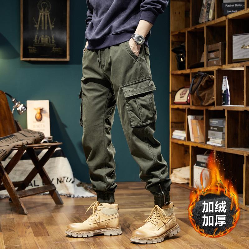 

Мужские комбинезоны, флисовые и более плотные мужские брюки, спортивные повседневные брюки в стиле хай-стрит, модные брюки, мужская одежда высокого класса 38 армия зеленый