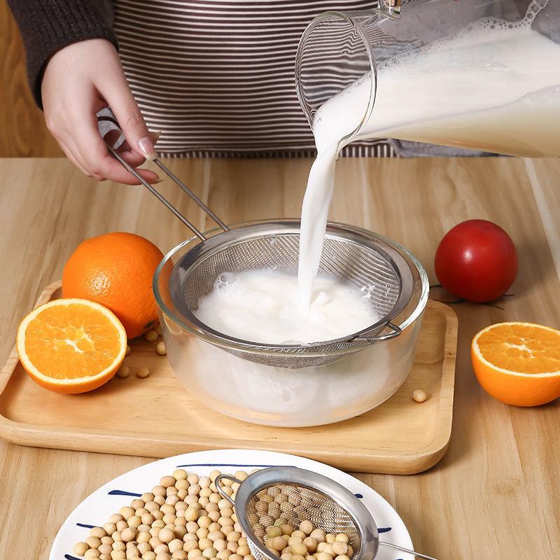 Stainless Steel Colander Soy Milk Filter Noodle Scoop Flour Sieve Kitchen Oil Soy Milk Filter Baking Tool Filter Sieve Oil Leak Spoon Net Colander