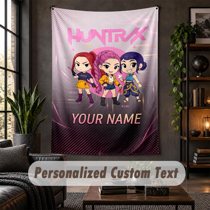Wall Tapestry Kpop Demon Hunters Print Custom Name Text Wall Hanging Home Decor
