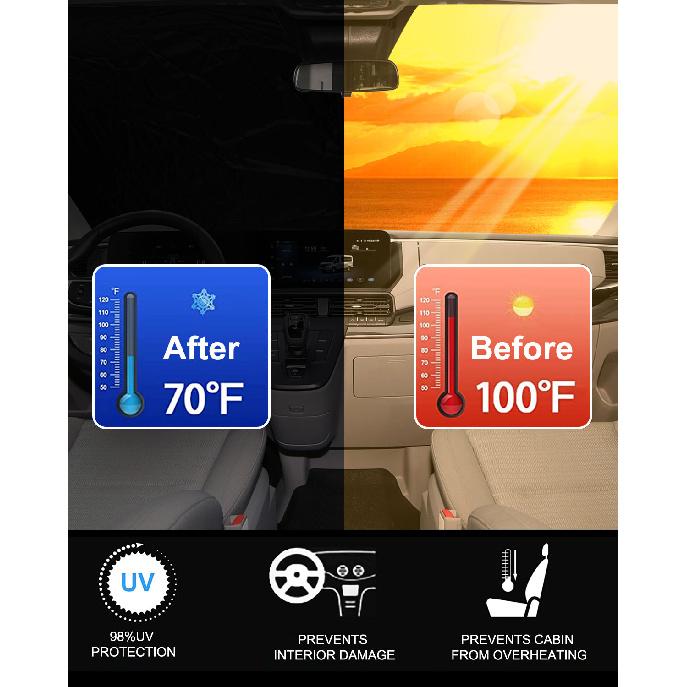Car Window Sun Shade Front Windshield Custom For Ford Transit 2015-2024 Sunshade Cover Window Sun Visor Foldable Blocks UV Rays
