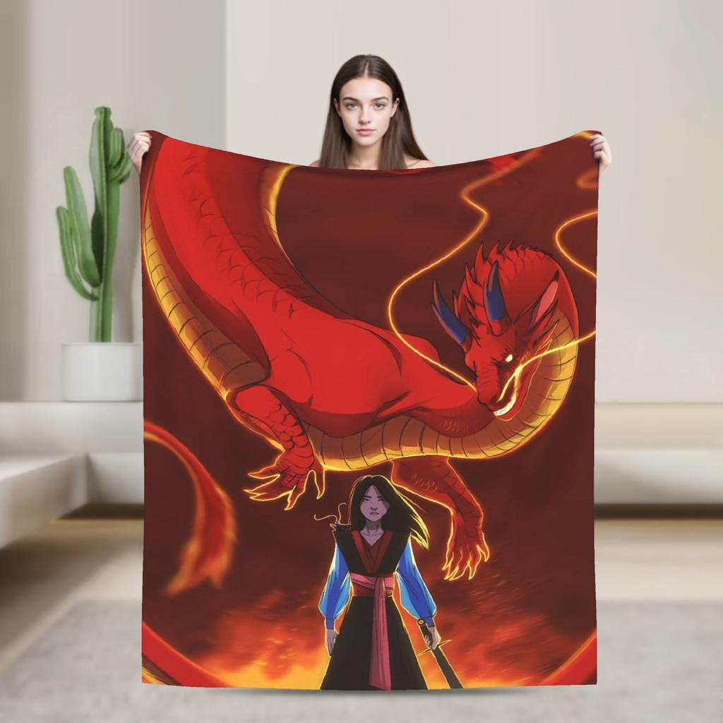 Mulan Mushu Flannel Blanket Winter Super Warm Bedding Throws for Kids Home Decor Graphic Bedspread Sofa Bed Cover