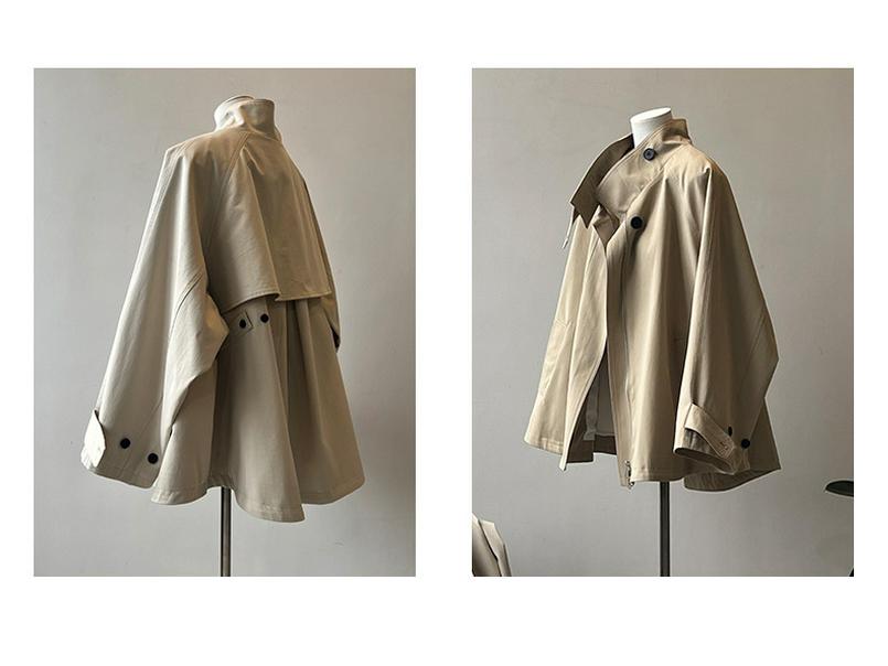 Yan Shuang Women's Korean Style Mid-Length Trench Coat - Autumn British Niche Loose Cape (3165)