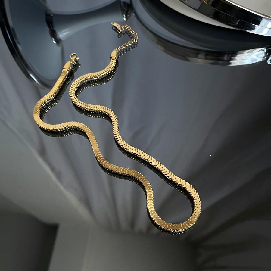 Titanium steel non-fading new fish scale plain chain Cuban chain high-end necklace for women simple clavicle chain bracelet set