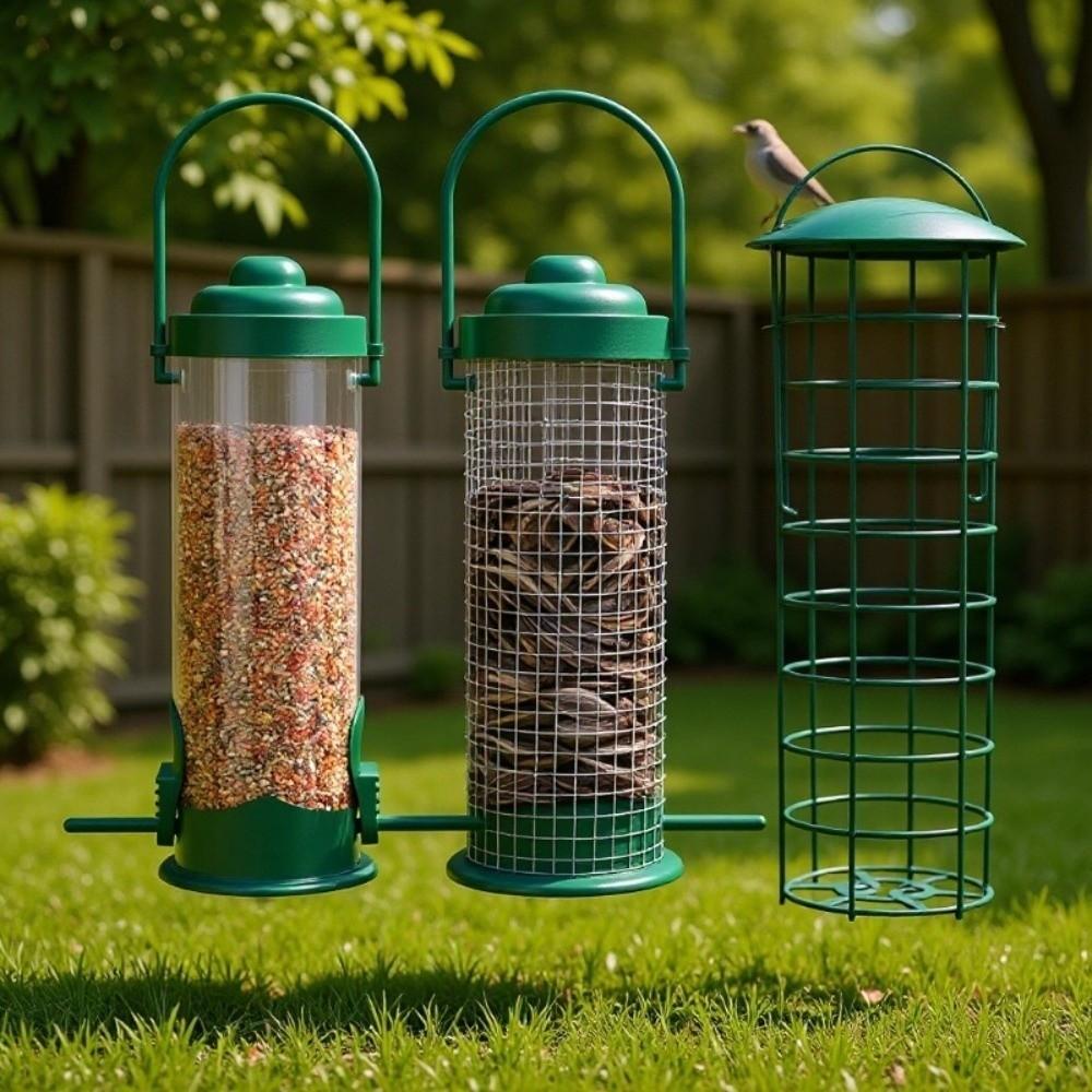 3pcs/set Windproof Hanging Bird Feeder Metal Mesh Bird Food Dispenser Bird Feeding Station  Outdoor