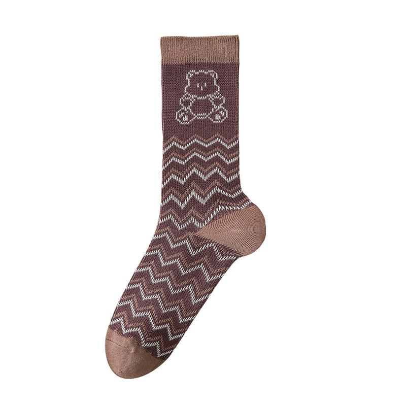 Retrofarbene High-Top-Socken für Damen im Herbst und Winter und Mid-Top-Socken aus gekämmter Baumwolle für Damen im Frühling und Herbst