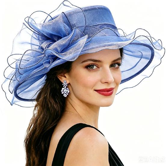 DRESHOW Damen Organza Hut Kirchenkappe Hüte Ausverkauf Kentucky Derby Cocktail Teeparty Hochzeit Blumenhut mit breiter Krempe