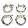 4pcs 3in V Band Clamp Flange Kit Stainless Steel Silver Universal for Turbo Downpipe Exhaust