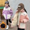 LambWool Warm Jackets for Girls Children Autumn Winter Outerwear Kids Plus Velvet Coats New Teenager Fashion Padded Clothing