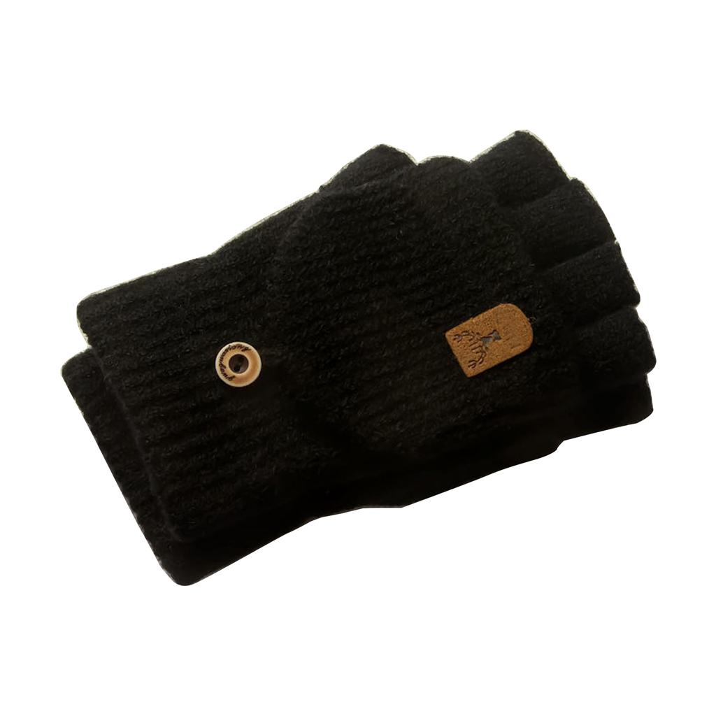 Screen Touch Half Finger Gloves for Students Knitting Thick Warm Gloves Winter Autumn Cuff Gloves Indoor Hand Warmers