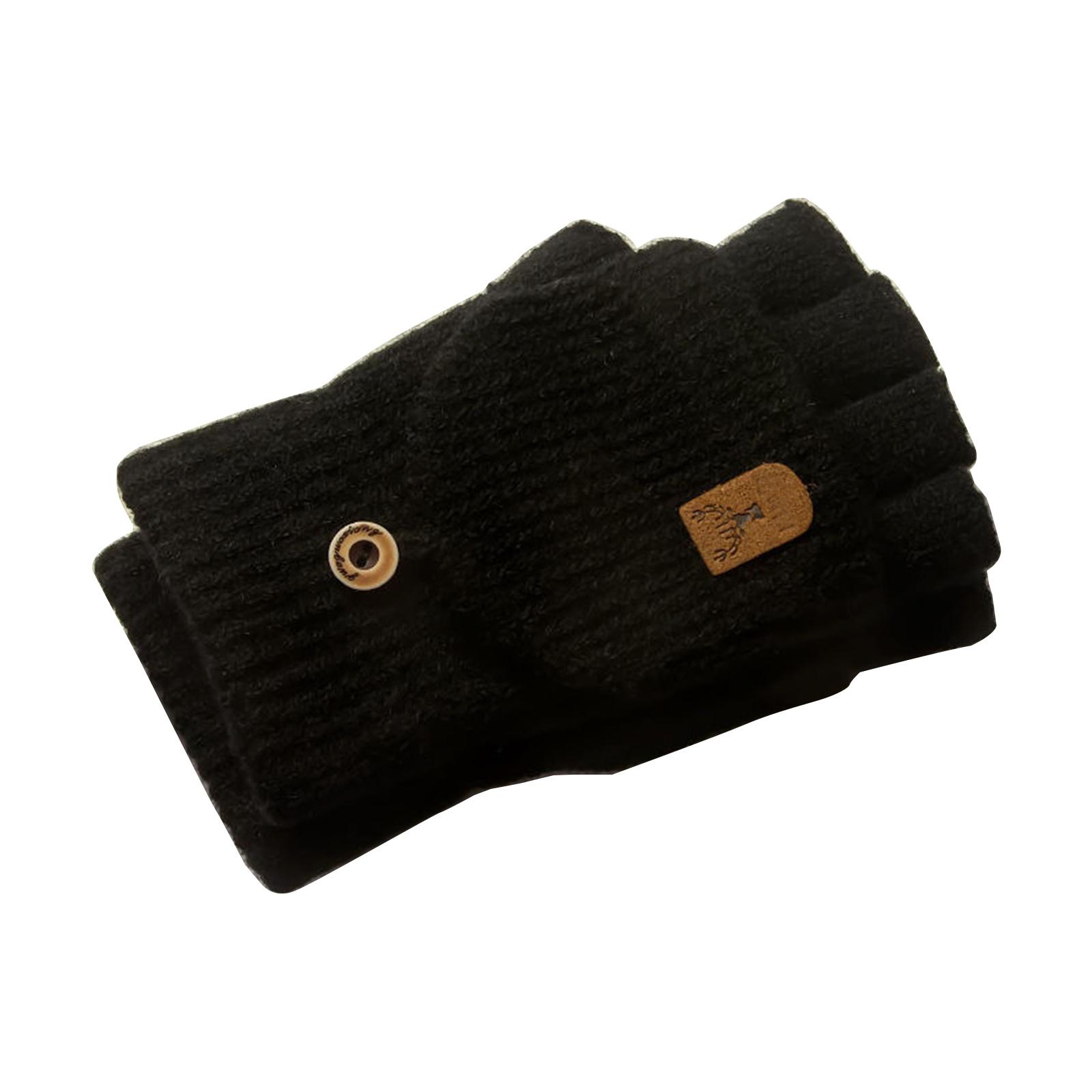 

Перчатки без пальцев для зимы в помещении, перчатки для письма с сенсорным экраном, теплые вязаные грелки для рук, перчатки для велоспорта на открытом воздухе чёрный