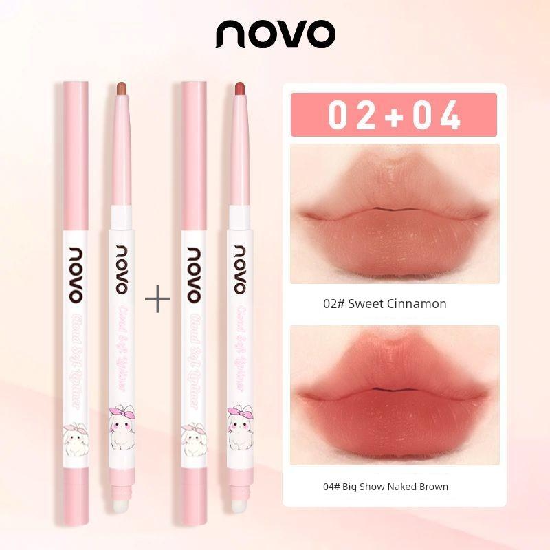Novo Double-Headed Lip Liner Waterproof Long Lasting and Does Not Fade Nude Color Series Lip Hook Line Toot Lipstick Pen Integrated Lip Brush
