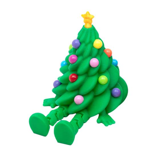 Creative Holiday Table Decor Articulated Christmas Tree Figurine, 3D Printed Movable Joints Colorful Tabletop Ornament, Gifts for Kids Adults Flexible