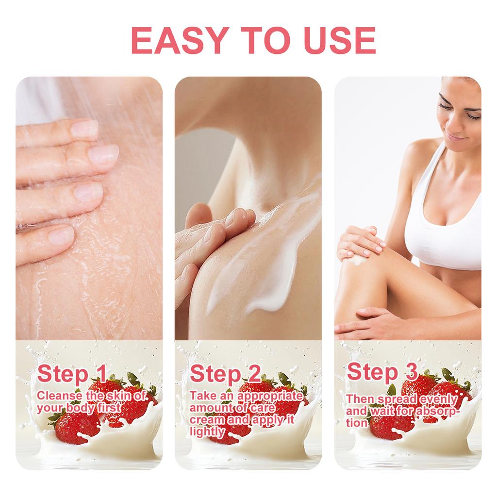 Loțiune de corp Căpșuni și Lapte - Hidratează profund și hrănește Bej deschis, Îmbunătățește moliciunea Bej deschis, Protejează împotriva uscăciunii