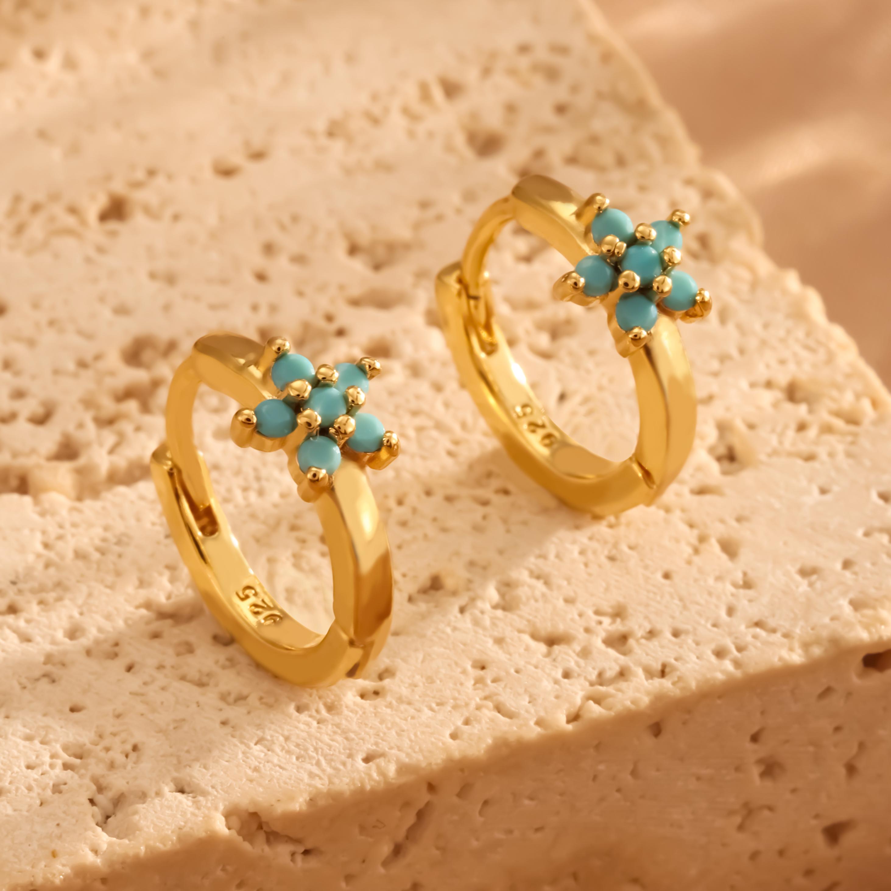 

ZAKOL Роскошные серьги-кольца с бирюзой для женщин, темпераментные, с золотым покрытием, микро-инкрустация синим цирконом, аксессуары для вечеринок