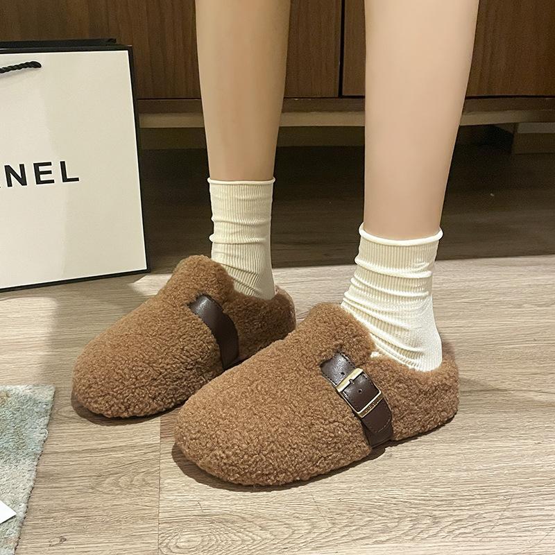 

One-pedal soft-soled fluffy shoes female 2025 autumn and winter new gentle fairy wind simple outer wear bag head drag 35