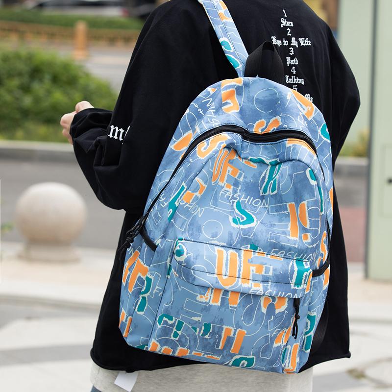 Women Large Capacity Backpack Men's Graffiti Print Backpack Student Schoolbag