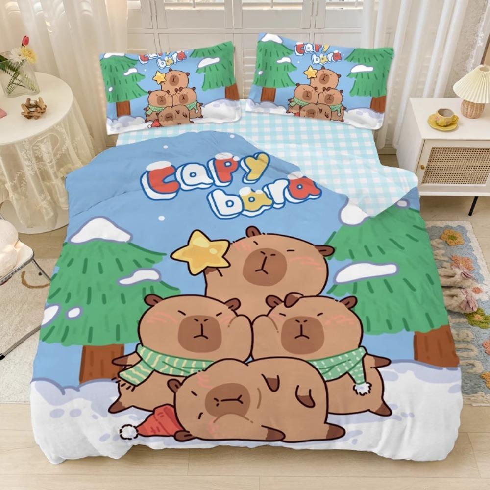 Cute Capybara Duvet Cover Pillowcase Bedding BoyGirl Bedroom Decoration Children-Gift Single Double Large SizeZip Duvet Cover