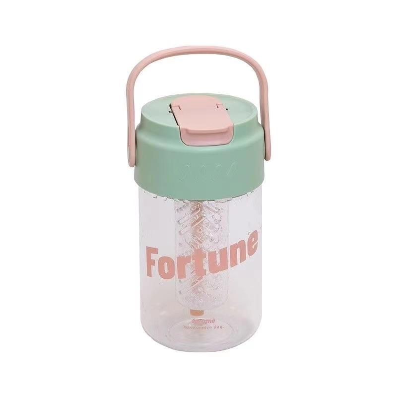 Summer Straw Cup for Girls – Fruit Tea Filter, Portable & Stylish Student Plastic Cup