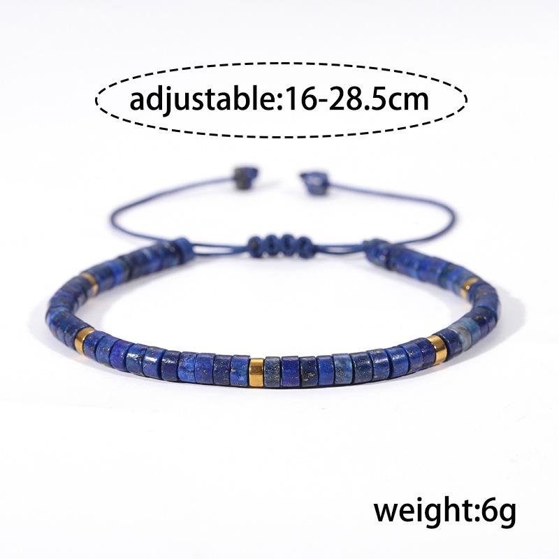 Armband mit gewebten Naturstein-Abstandshaltern - Handgefertigtes Lapislazuli-Design