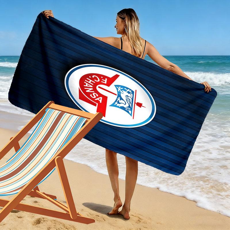 FC Hansa Print Strandtuch, Großes Weiches Schnelltrocknendes Handtuch für Strand Camping Schwimmen