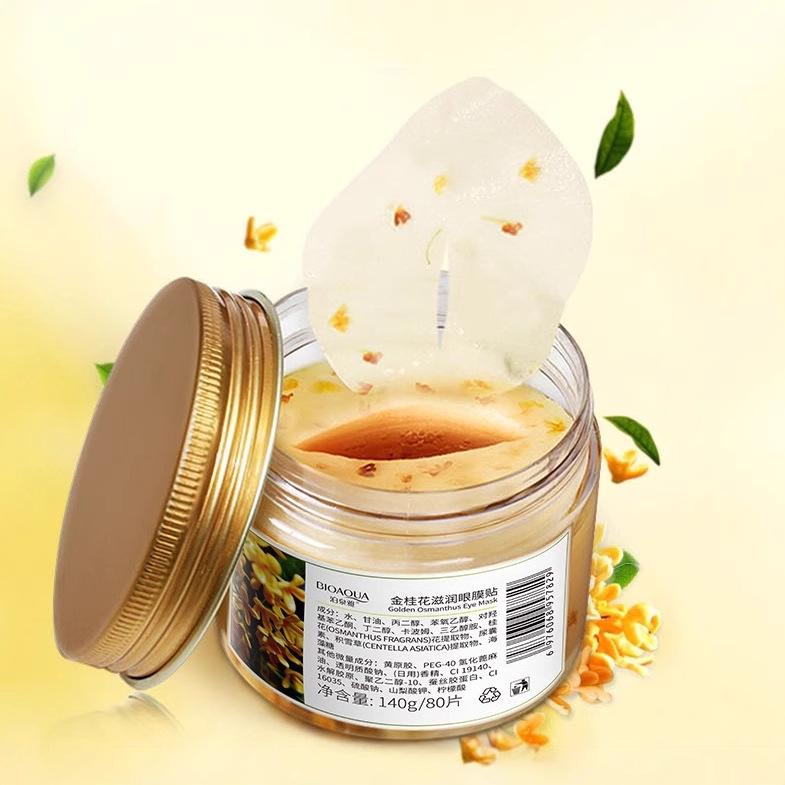 Biquanya Golden Osmanthus Eye Mask: Hydrates, Moisturizes, and Reduces Eye Bags & Dark Circles for Gentle Skin Care