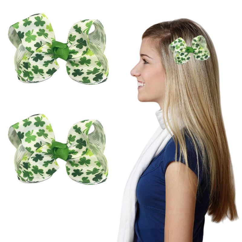 Green Shamrock St. Patrick's Day Handmade Children's Bow Hair Clip