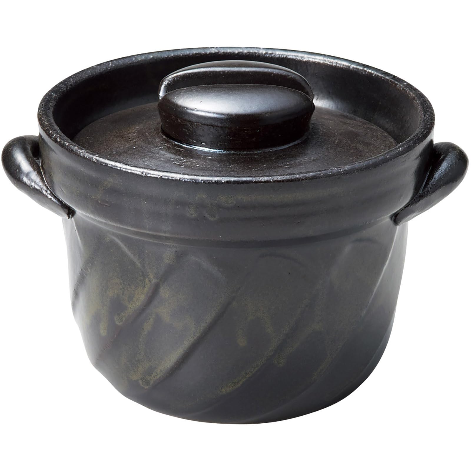 

Banko Ware Earthenware Rice Black 20cm Microwave Made in Product Number 18816 Cooker, 2-cup Capacity, Glaze, Diameter, Safe, Heat-Resistant Ceramic,